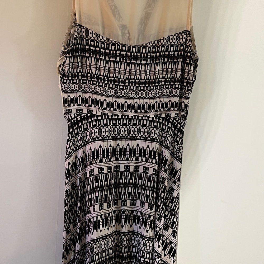 Side zip tan black Aztec print dress